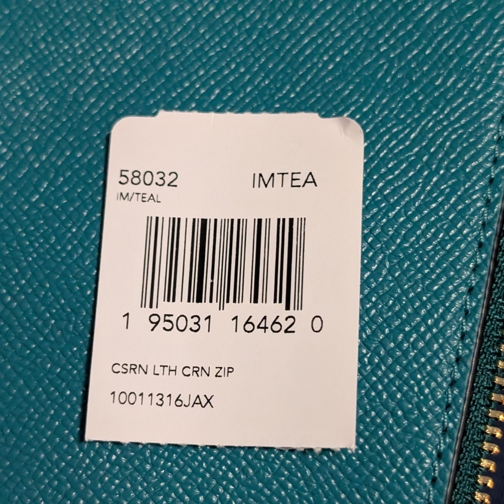 Coach Corner Zip Wristlet Teal (NWT) - Picture 8 of 9